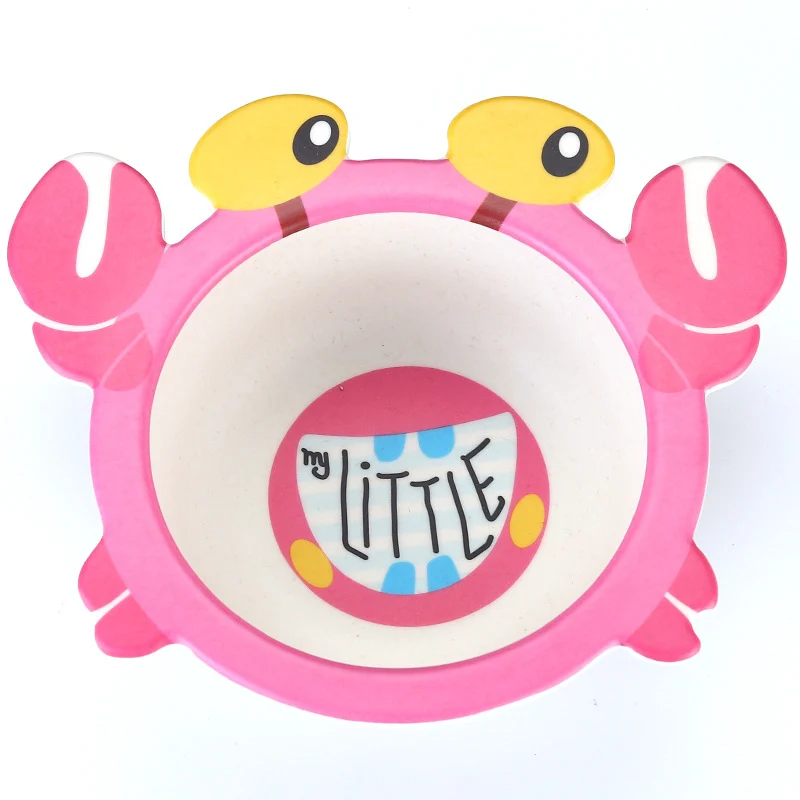 Crab Милая Детская миска из бамбукового волокна с мультяшным животным; детская посуда для кормления; посуда для новорожденных; детская тарелка MBG0510 - Цвет: Crab