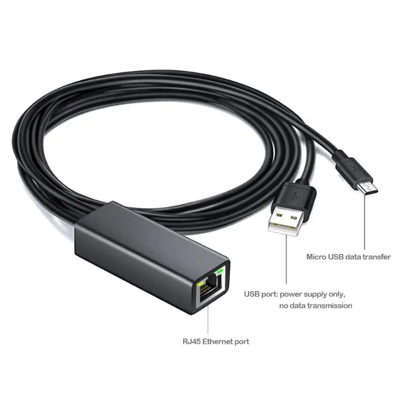1 м Micro USB Ethernet адаптер 100 м LAN Карта Micro USB в RJ45 конвертер 2 в 1 Многофункциональный видео кабель для Chromecast tv Stick