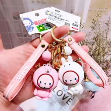 Cartoon Crown Monkey School Bag Pendant Cute Men And Women Key Ring Car Panda Bag Keychain Small Gifts Wholesale