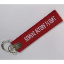 Remove before flight woven key chain 13X2.8CM with metal key ring custom key tag as Customized design free shipping