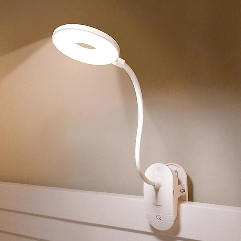 Промо-акция! Светодиодный светильник для чтения с зажимом, прикроватная Настольная лампа с датчиком контакта, перезаряжаемая