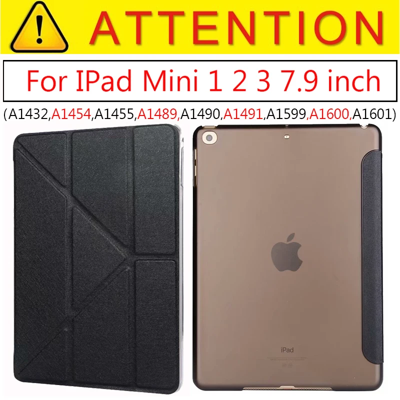 Mini1 2 3 Black Умный чехол для ipad Mini4 ультра тонкий из искусственной кожи чехол+ PC полупрозрачный чехол для Apple ipad mini 4 3 2 1 7,9 дюймов - Цвет: Mini1 2 3 Black