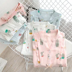 Japanese Style Spring and Autumn New Women's Cotton Pajamas Suit Breastfeeding Clothes Plus Size Maternity Home Clothes
