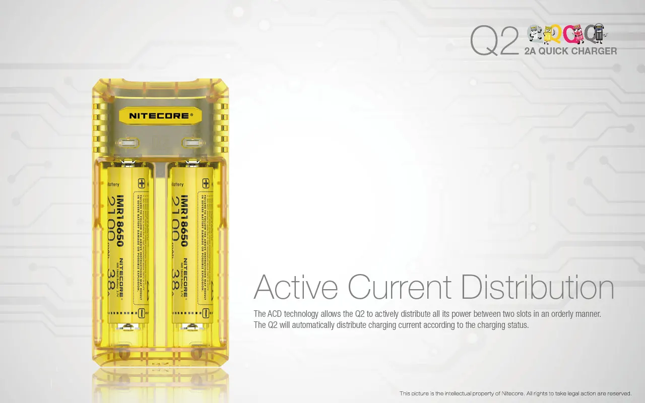 Оригинальное зарядное устройство NITECORE Q2 черного цвета