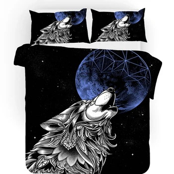 

Yi Chu Xin 3d Animal Duvet Cover with Pillowcase luxury Cool Galaxy Wolf Bedding Set Queen Size Quilt Cover Comforter