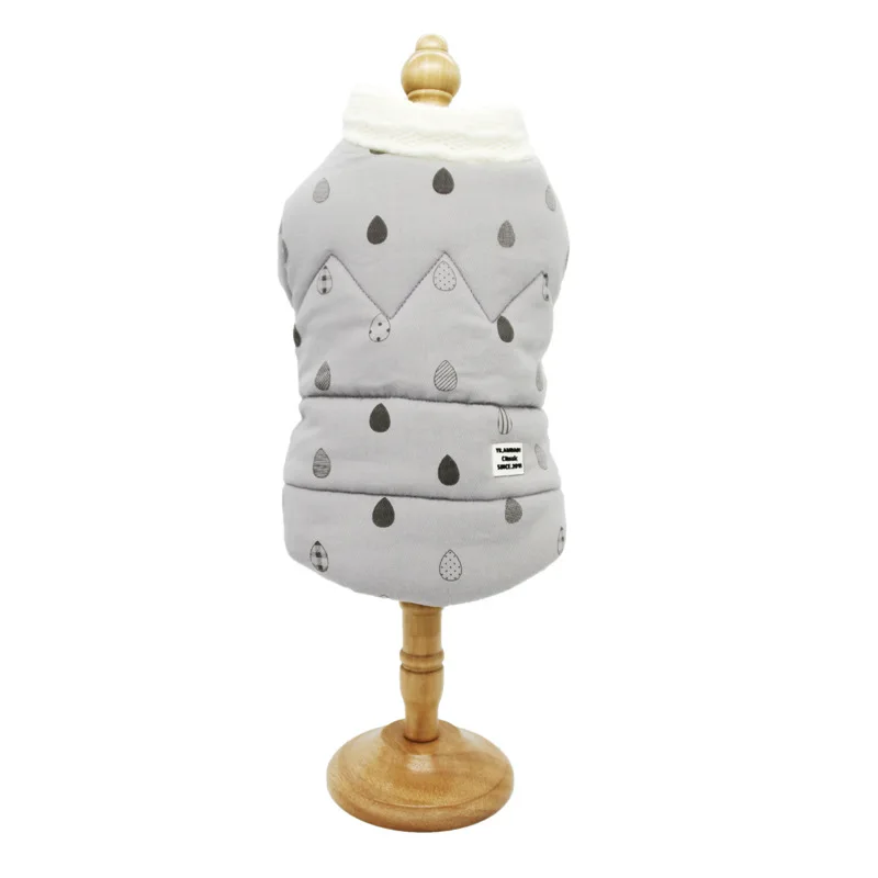 Autumn and Winter Multi Colors Xs-xxl Sizes Warm Dog Clothes with Wave Point Printed Thick Vest Small Dog Cotton Coat Pets