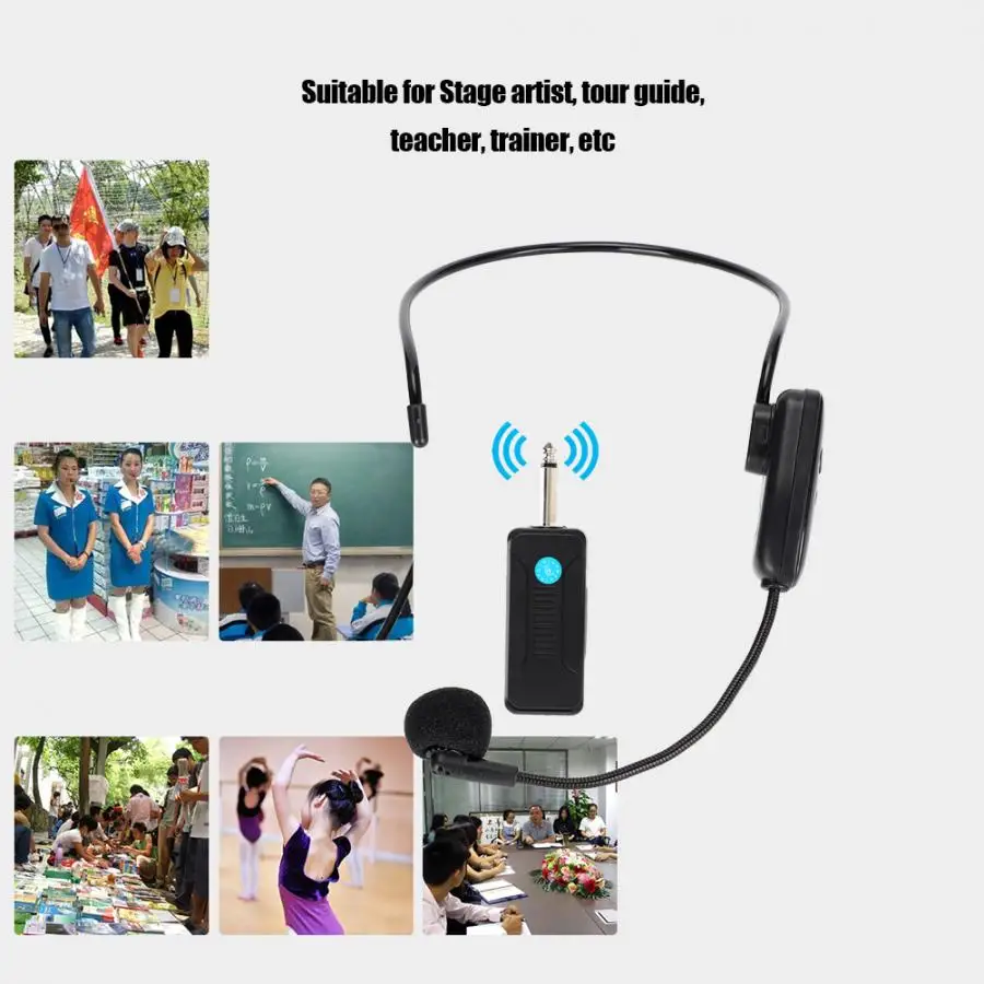 1 to 2 Professional Head-Wear Mic UHF Wireless Microphone for Voice Amplifier Computer