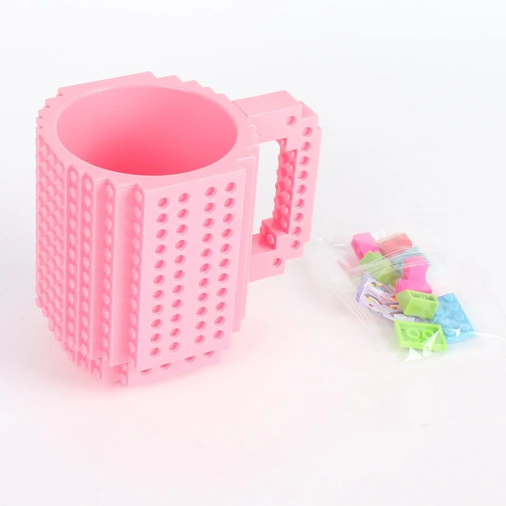 Pink 12 унций DIY блок кружка для молока кофейная чашка креативная сборка-на кирпичной кружке-паззле держатель для питьевой воды для строительного блока посуда для напитков - Цвет: Pink