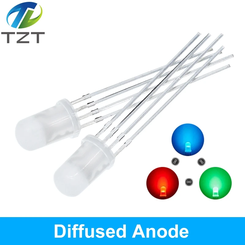 20Pc Multicolor 4pin 5mm RGB Led-Diode Licht Lampe Tricolor Runde Gemeinsame Anode Kathode LED F5 Licht Emittierende diode Rot Grün Blau – Detail 6