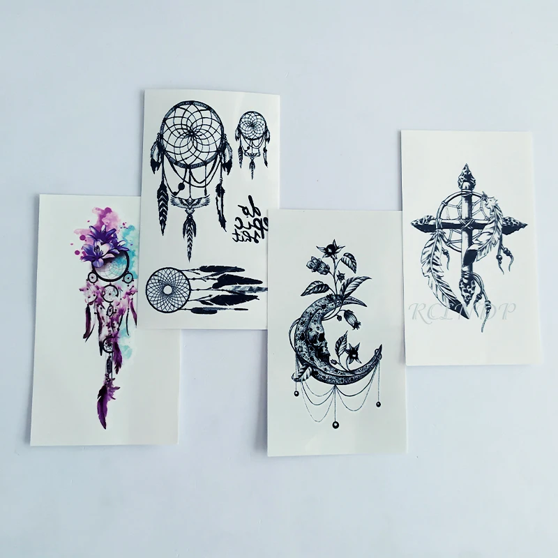 Waterproof Temporary Tattoo Sticker moon cross flower feather net small art tatto flash tatoo fake tattoos for women men kid