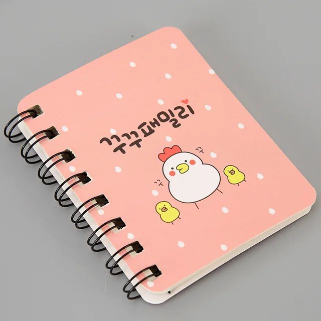 80Page A7 Korea Cartoon Anime Coil Notebook Small Notepad Animal Rollover Office School Learn Supplies Mini Kawaii Diary Journal 1803