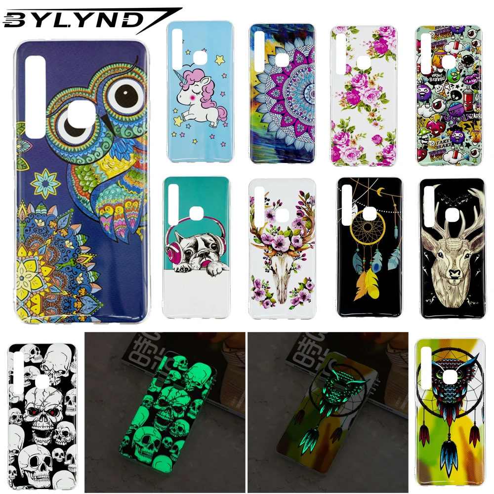 

Clear Transparent Case Luminous cover for Samsung Galaxy A9 2018 A9s soft TPU Pattern Cases for Samsung A9 Star pro capa Bumpers