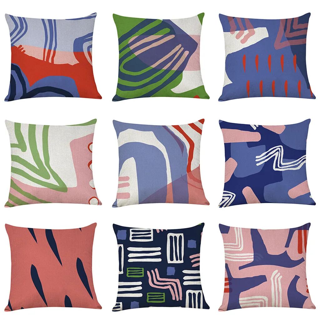 Ouneed Cushion Cover Colored ripple pattern Linen Throw waist Pillow cover 45X45 Office Home Decors animeative cojines drop ship
