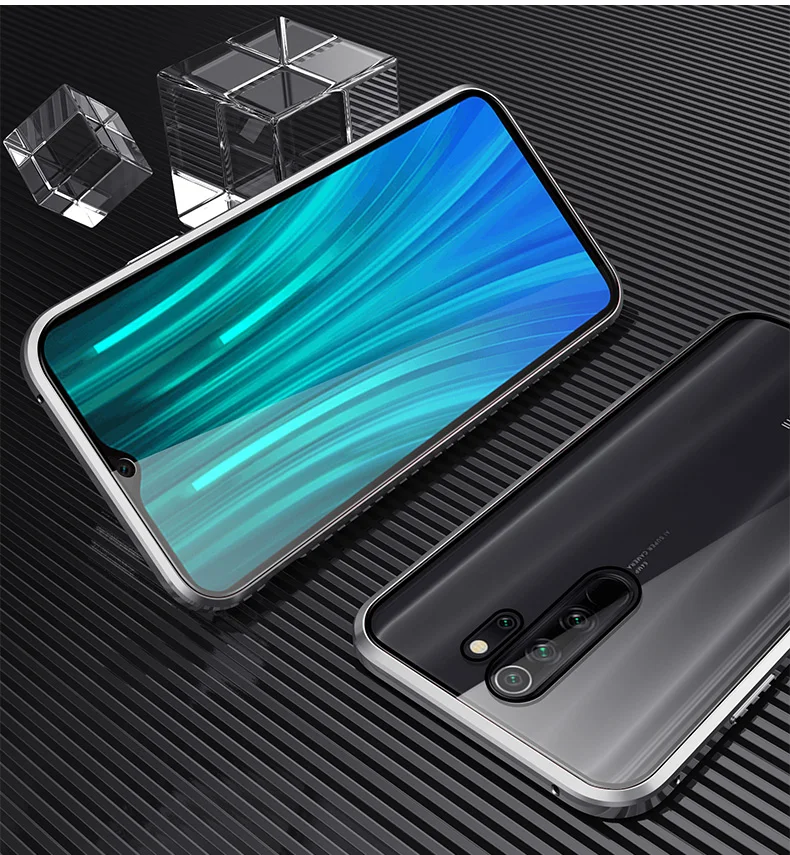 Silver Note8 Магнитный адсорбционный металлический чехол для телефона s Xiao mi Red mi Note 8 7 Pro стеклянный Магнитный чехол красный mi 9T K20 Pro global чехол - Цвет: Silver