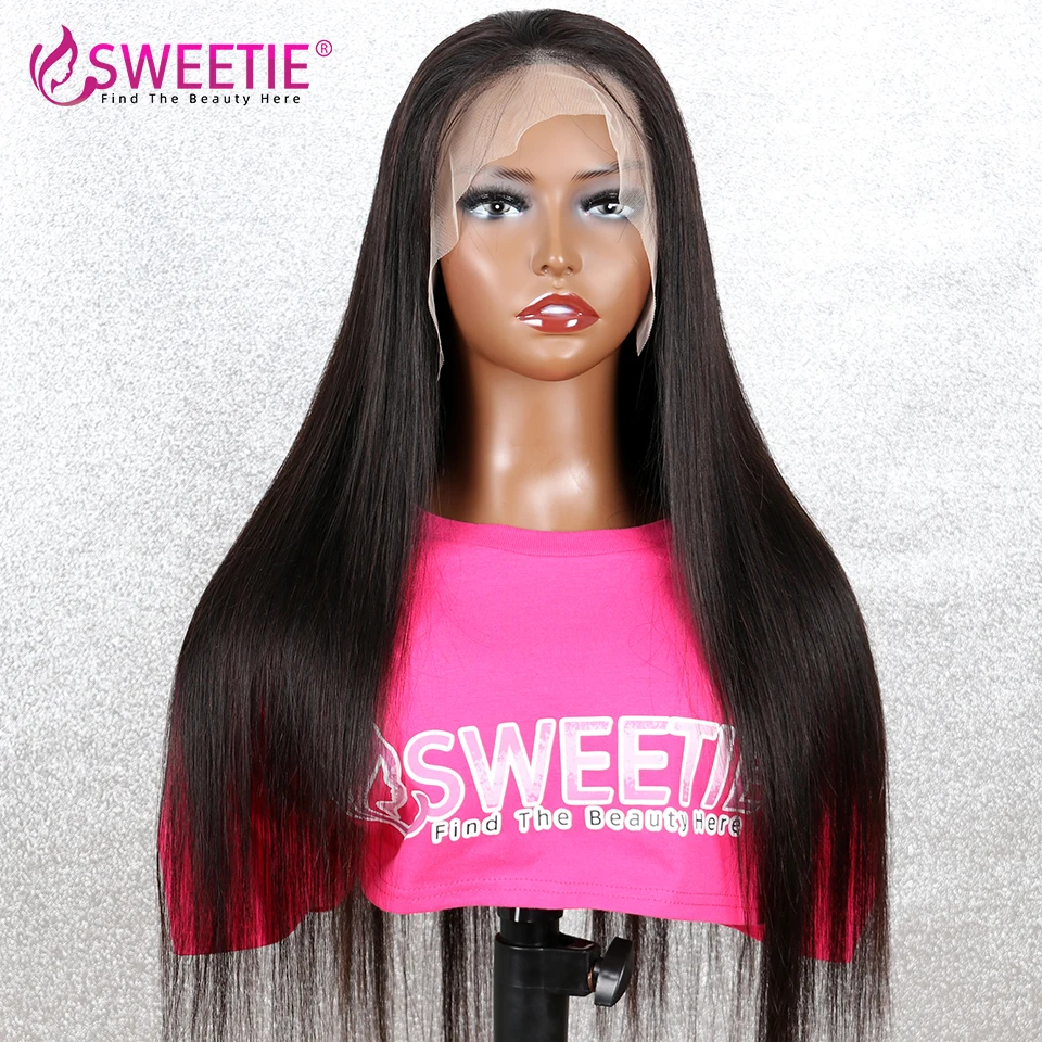 Photo Product Sweetie 13x6 Lace Front Wig 30inch Bone Straight Lace Frontal Human Hair Wigs Pre Plucked 13x4 4x4 Lace Closure Wig Brazilian