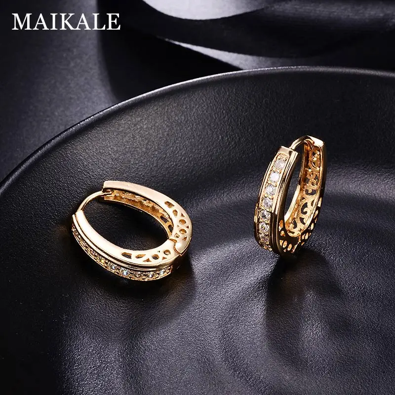 Женские классические серьги обруча MAIKALE круглые золотистого/серебристого цвета