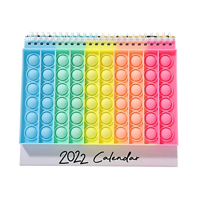 New Caderno Desk Calendar Pop its Notebook Bubble Fingertip Silicone Case Notepad Student Decompression Stationery Toys Gift A-Desk calendar