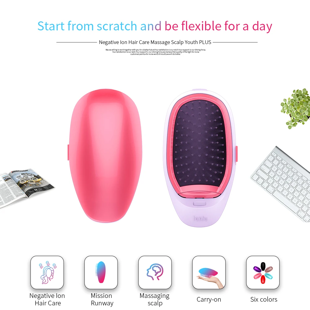 Electric Smoothing Massage Brush Comb Portable Electric Hair Ionic Brush Hair Straightener Brush Negative Ion Comb Promotion