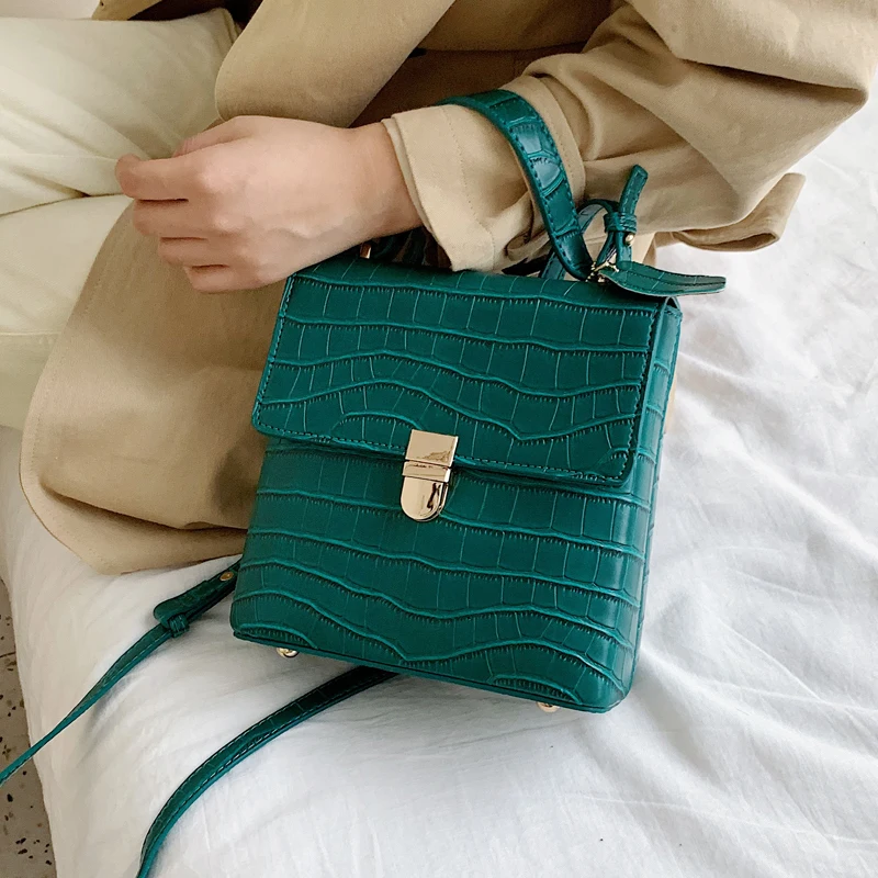 Vintage Fashion Stone pattern Tote bag New High Quality PU Leather Women's Designer Handbag Lock Shoulder Messenger Bag