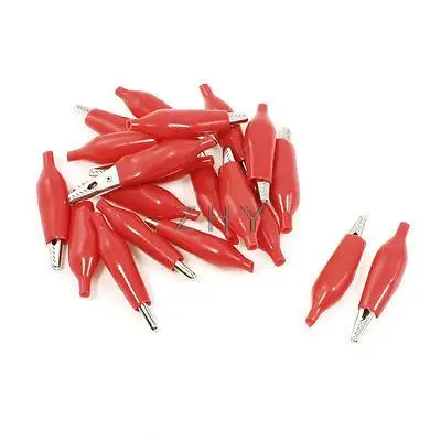 

Red Boot 45mm Length Electric Test Lead Alligator Clips 20 Pcs