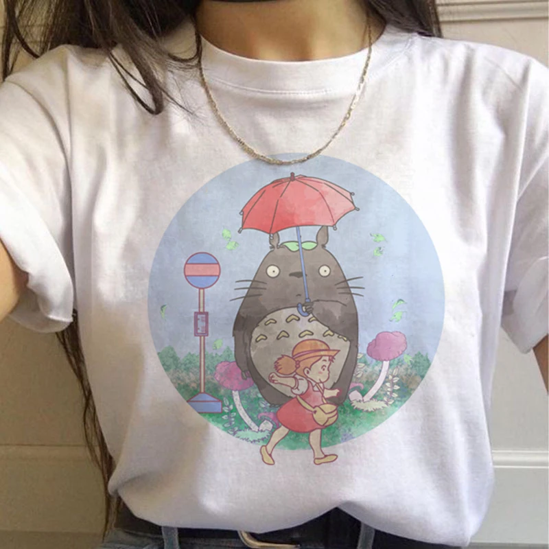 Totoro Studio Ghibli Harajuku футболка женская Miyazaki Hayao Ullzang Kwaii футболка с рисунком 90s футболка "Аниме" модная футболка женская - Цвет: 7734