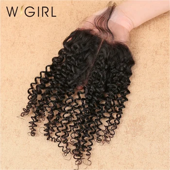 

Wigirl Hair Human Hair Kinky Curly Closure 4x4 Lace Closure with Baby Hair Brazilian Remy Hair Products Free Shipping