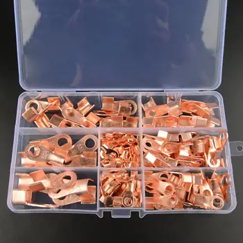 

100Pcs Anti-rust Red Copper Electrical Wire Crimp Terminals Spade Connectors Assorted Kit Conductive Intermediate Joints