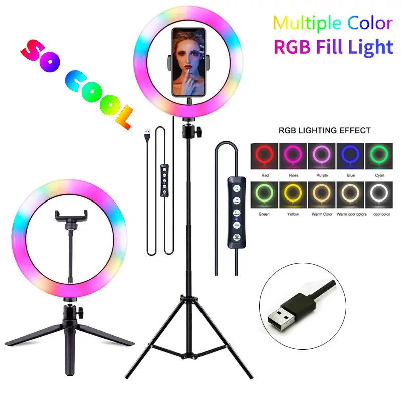8 10 13 inch RGB Ring Light 10 Colors with Mini 63