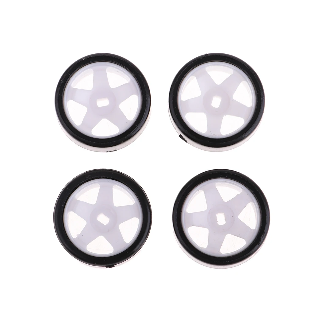 4 Pcs Toy Cars Model Black Wheel Tyre for Two-Drive RC Racing Car, 1/28 Scale