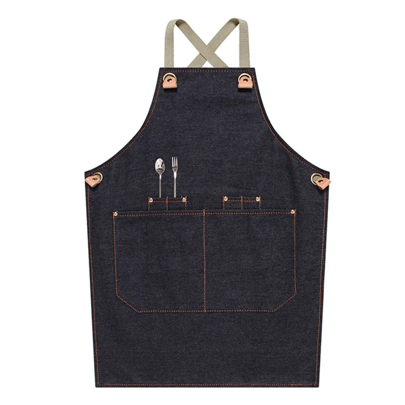 

Gray Black Blue Kids Denim Apron Cotton Straps School Painting Craft DIY Class Drawing Family Party Baking Cooking Clothes E41