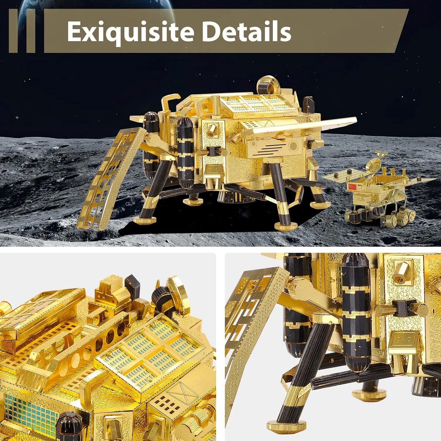 Microworld 3D Metal Styling Puzzle Games Chang\'e-3 Space Rocket Model Kits Laser Cutting DIY Jigsaw Toy Gift For Home Decorative