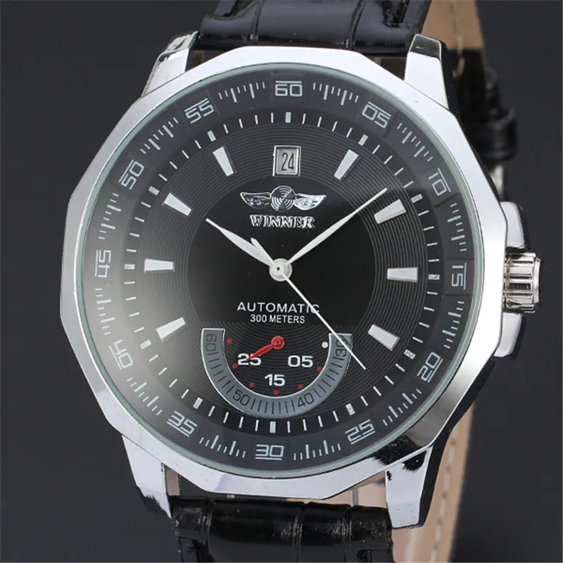 

Winner Watch Men Sports Watches Large Face Auto Date Automatic Mechanical Wristwatches Small Seconds Watch Clock Reloj Hombre