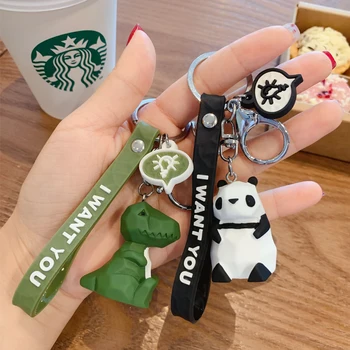 

Cute Cartoon Dinosaur Keychain Key Ring Fashion Cotton Stuffing Key Chain for Backpack Phone decorations Children Kids Gift