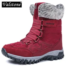 Valstone/зимние сапоги до середины икры Женская Теплая обувь зимние сапоги Нескользящие женские зимние кроссовки плюшевая обувь 4 цвета, большие размеры 42