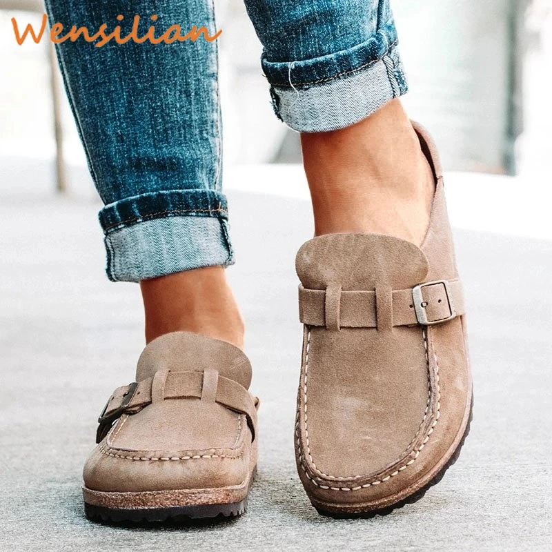 Mocasines planos informales sin cordones para mujer, mocasines de talla grande para verano, 2021