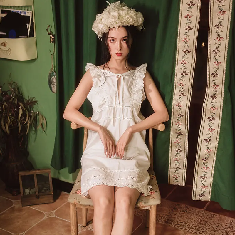 Женская летняя ночная рубашка сексуальная ночное белье хлопковое Ночное платье