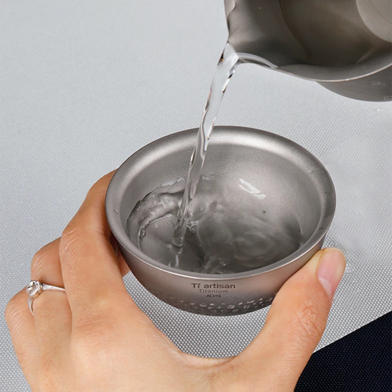 Pure Titanium Teacups 60ml Drinking Cup Heat Resistant Double Wall Layer Tea Cup Water Cup For Tea Cup Chinese Kung Fu Tea Set