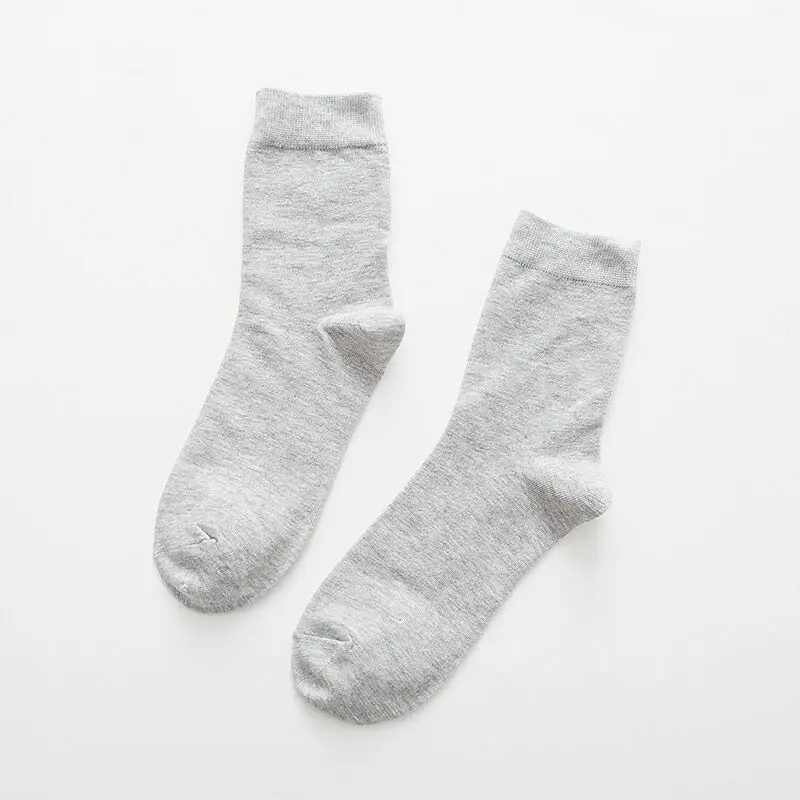 Gray B 3 пар/лот = 6 штук, осенне-зимние коричневые мужские модные носки, однотонные длинные носки без пятки, деловые хлопковые носки для мужчин - Цвет: Gray B
