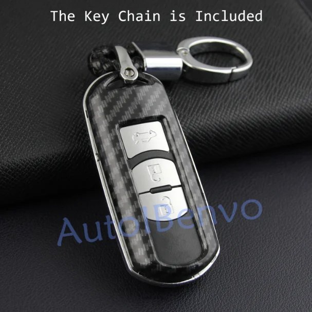 Contain Key Chain Углеродного волокна ключи защиты оболочки для Mazda2 Mazda3 Mazda6 на возраст 2, 3, 6 MX-5 CX-3 CX-5 CX-9 Toyota Yaris брелок аксессуары - Название цвета: Contain Key Chain