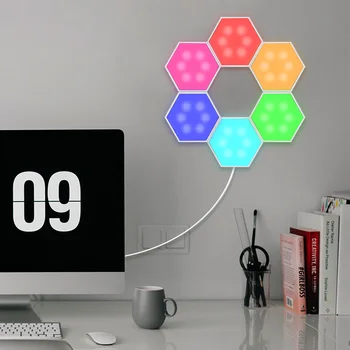 

6pcs Splicing touch LED night light Colorful RGB Splicing Lamp Hexagonal Induction Quantum Honeycomb Light decoration night lamp