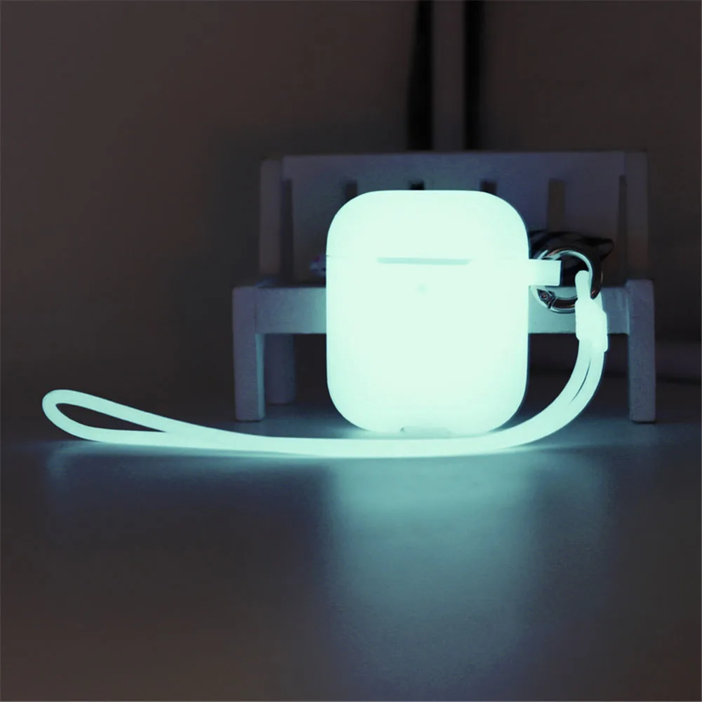1 шт., Новое поступление, светящийся силиконовый чехол для Air Pods, защитный чехол для наушников, чехол для Airpods, рукав, ударопрочный, защита от потери