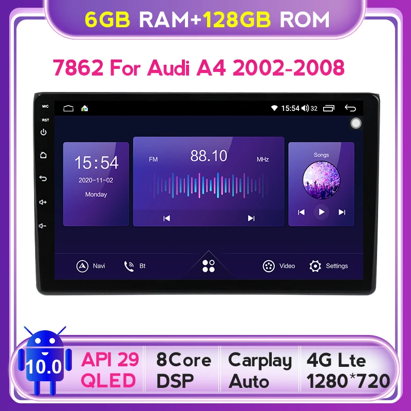 6G+128G Car radio 2 DIN Android 10 autoradio stereo For Audi A4 B6 B7 S4 RS4 SEAT Exeo multimedia navigation audio GPS | Автомобили и