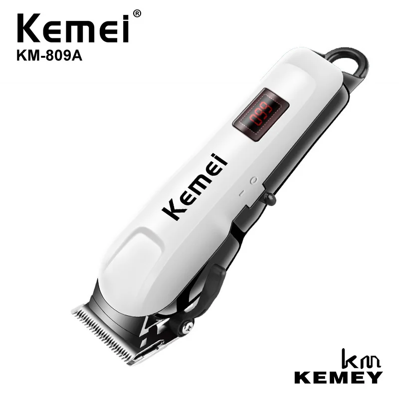 

KEMEI Professional Men's Rechargeable Hair Clipper LCD Wireless Electric Shaver Styling Tool Carbon Steel Cutting Head KM-809A