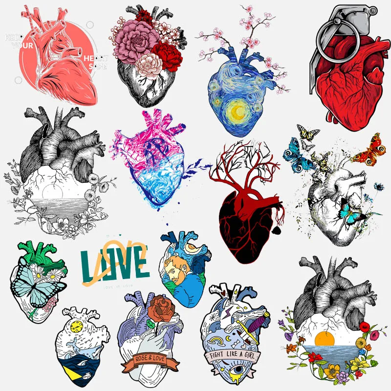 

Thermal Stickers On Clothes Heart Patches DIY Iron On Patches For Clothing Heat Transfer Van Gogh Oil Painting T-Shirt Stickers