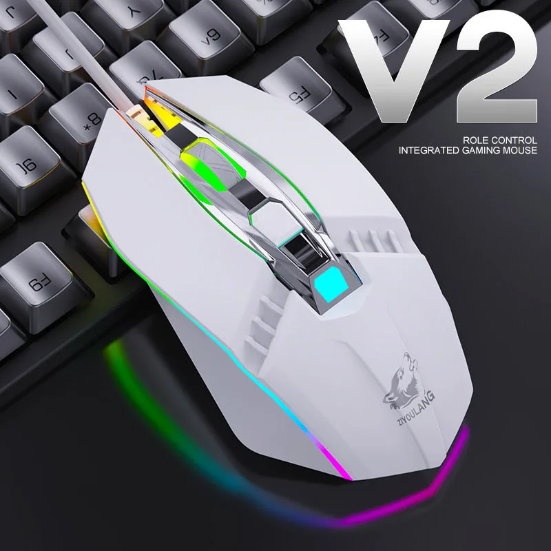 Профессиональная игровая мышь Free Wolf V2RGB эргономичная Механическая проводная 1800DPI