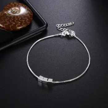 

925 Sterling Silver Cube Bracelets For Women Three Square Box Bracelets & Bangles pulseira Fine Jewlery