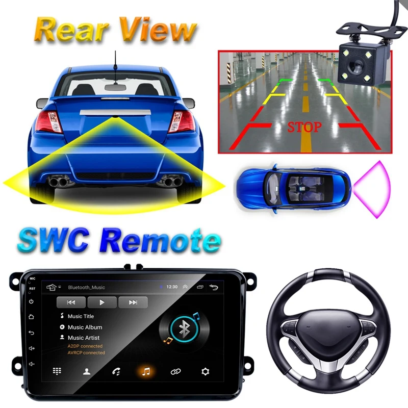 2 Din 8 дюймов Android 8,1 автомобильный DVD мультимедийный плеер 1G+ 16G gps навигация wifi Bluetooth аудио стерео радио плеер для-VW