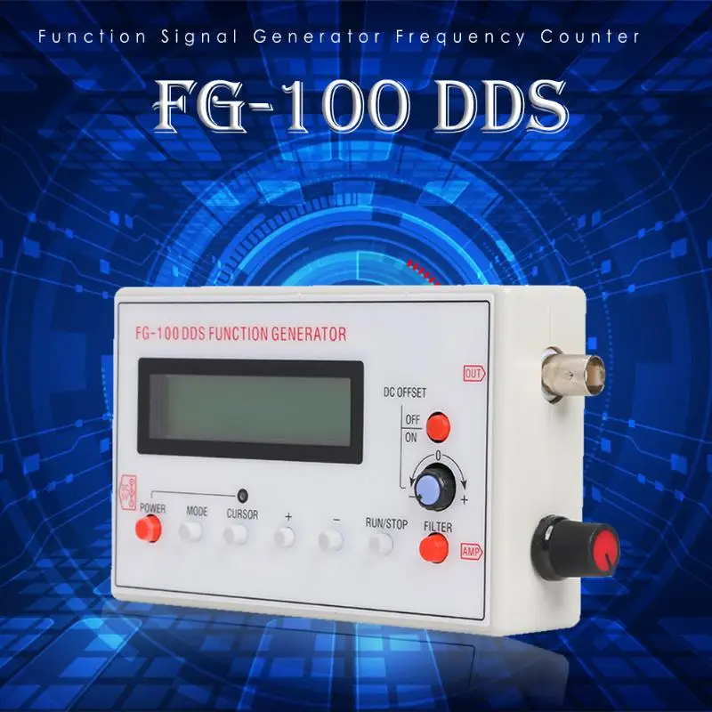 FG-100 1 Гц-500 кГц DDS генератор сигналов отличное мастерство и долговечность ЖК-дисплей регулируемый счетчик частоты