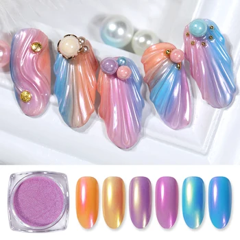

Nail Glitter Powder Pink Yellow Blue Colorful Shiny Chrome Pigment Dust Nail Art DIY Decorations Powder for Nails Designs