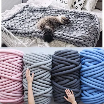 

Blanket DIY Handmade Chenille Wool Yarn Coarse Wool Blanket Ice Strips Thickened Handmade Knitted Blanket Yarn C1851 g